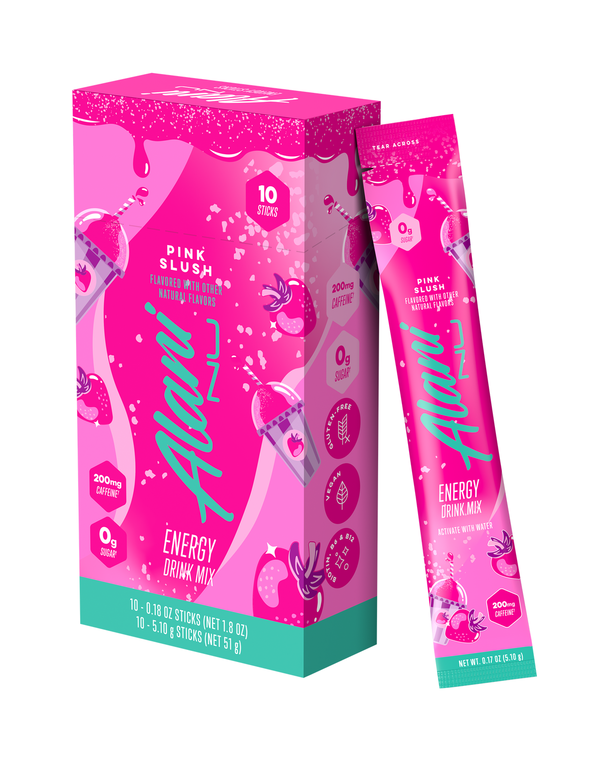 Pink Slush Energy Drink Mix Sticks - 10-Pack