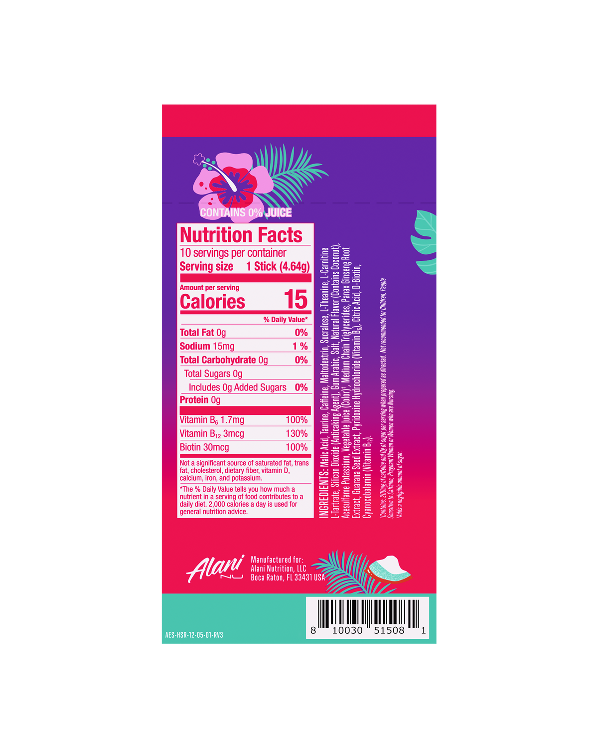 Hawaiian Shaved Ice Energy Stick Mix, 10-Pack