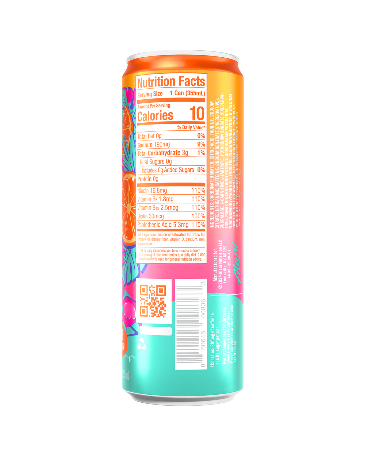 Orange Kiss Citrus Energy Drink, No Sugar, 12-Pack