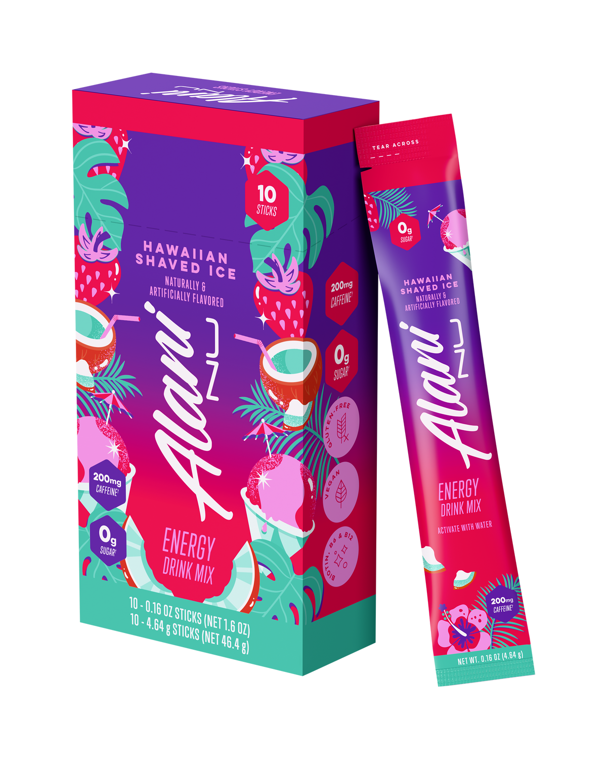 Hawaiian Shaved Ice Energy Stick Mix, 10-Pack